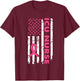 Icu Nurse American Flag Nurse Breast Cancer Awareness T-Shirt - T-Shirt | Maroon