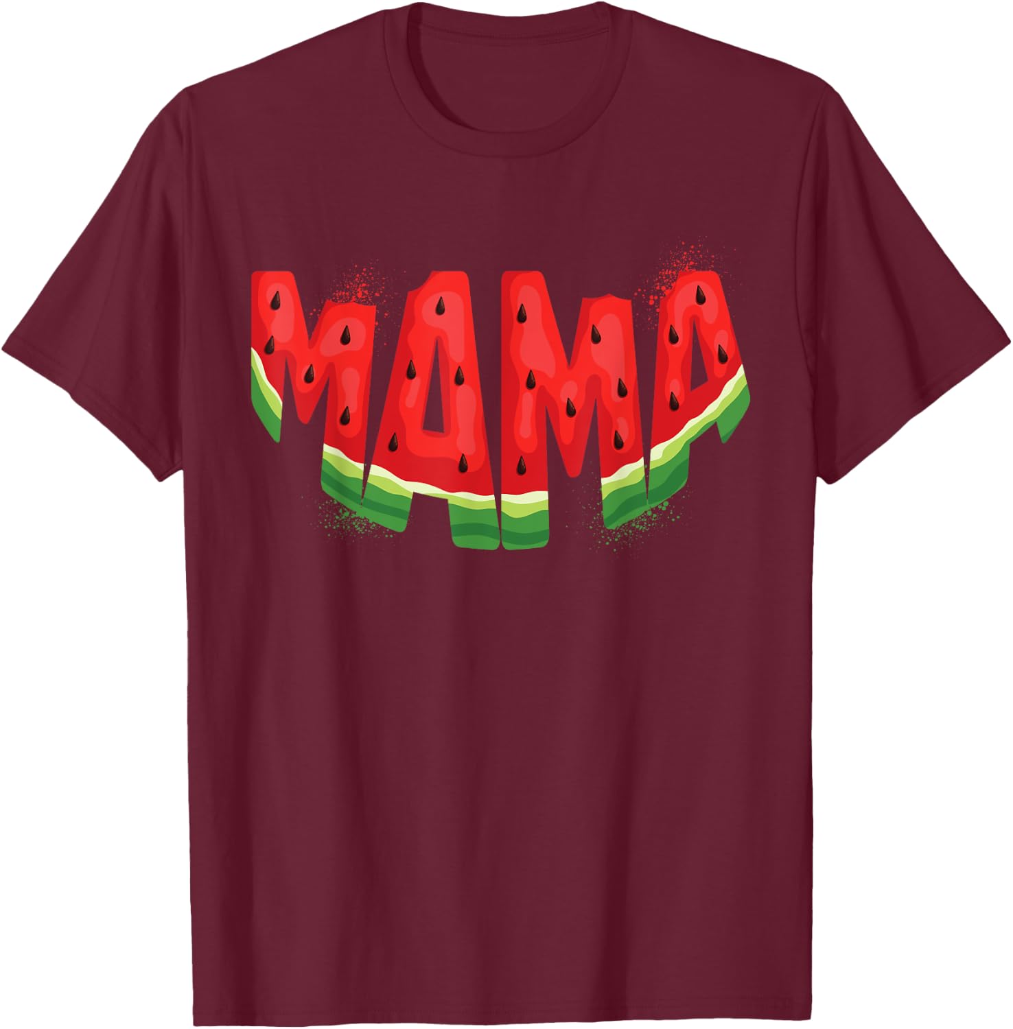 Funny Mama Watermelon Summer Fruit Family Matching Birthday T-Shirt - T-Shirt | Maroon
