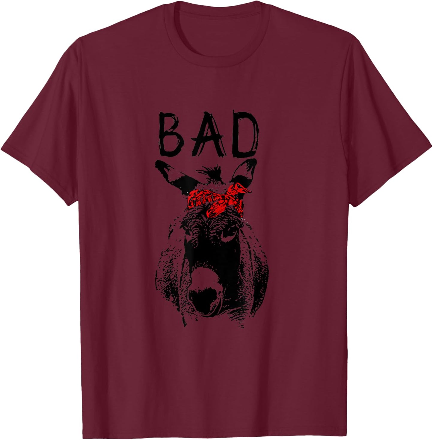 Cute Evil Donkey with Red Bandana Turban Horse T-Shirt - T-Shirt | Maroon