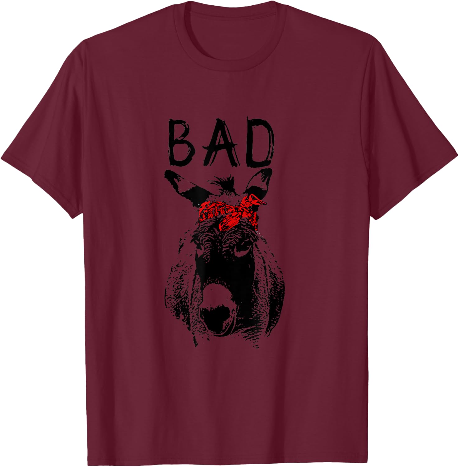 Cute Evil Donkey with Red Bandana Turban Horse T-Shirt - T-Shirt | Maroon