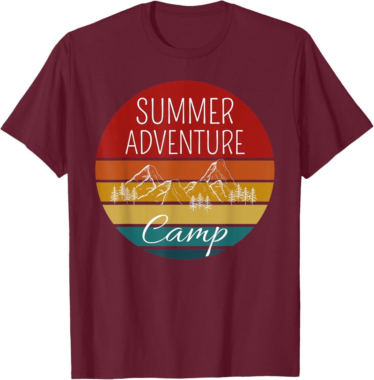Summer Adventure Camp Mountains Scout Scouting Hiking T-Shirt - T-Shirt | Maroon