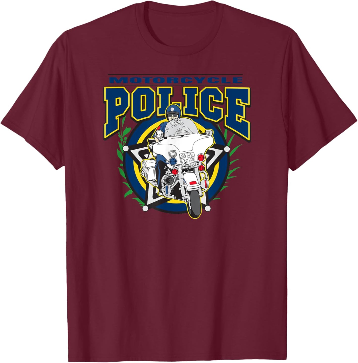 Motorcycle Police Law Enforcement T-Shirt - T-Shirt | Maroon