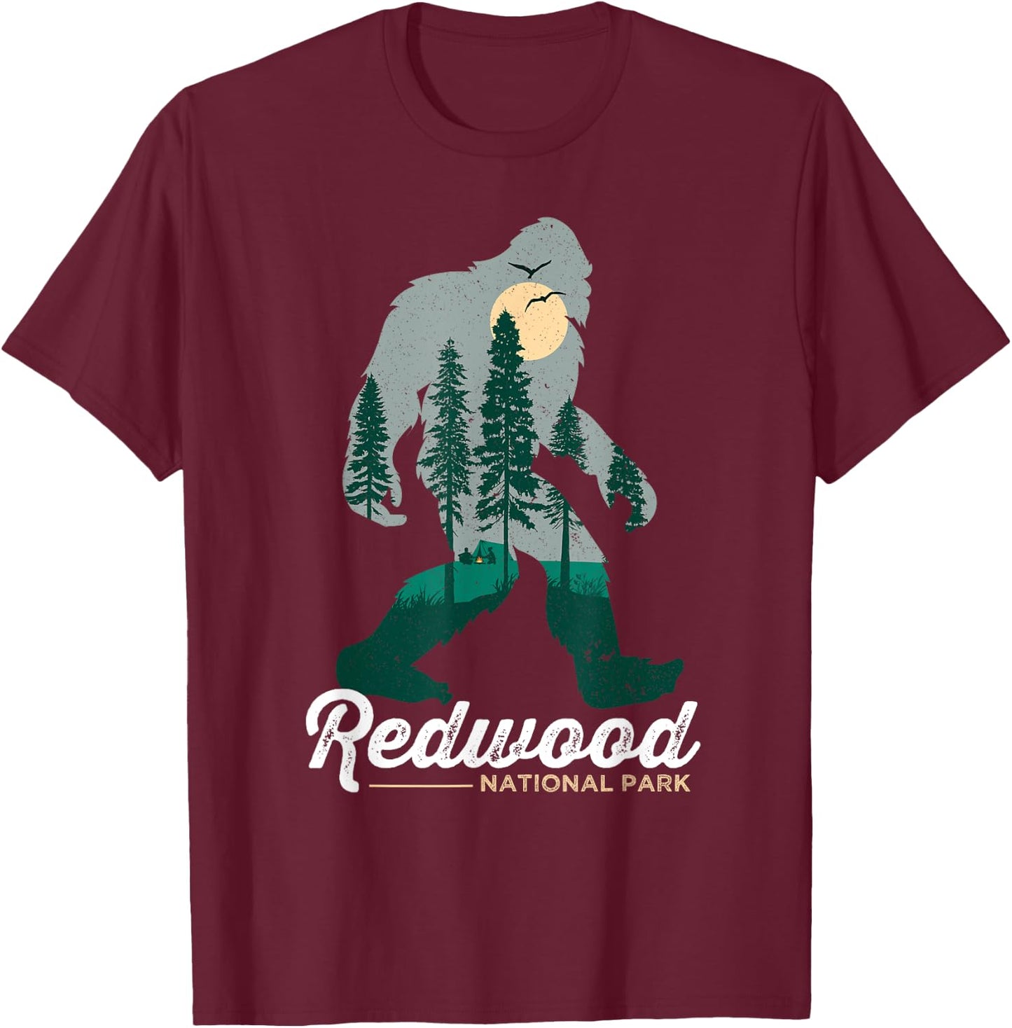 Redwood National Park Shirt Camping Bigfoot National Park T-Shirt - T-Shirt | Maroon