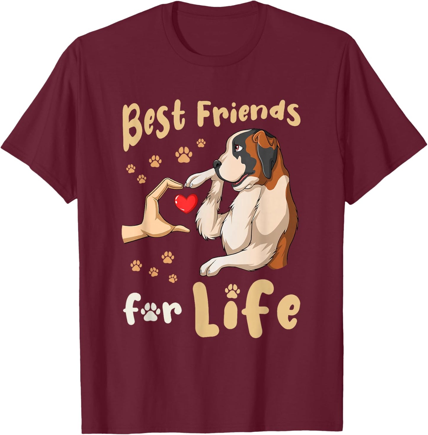 Saint Bernard Dog , black T-Shirt - T-Shirt | Maroon
