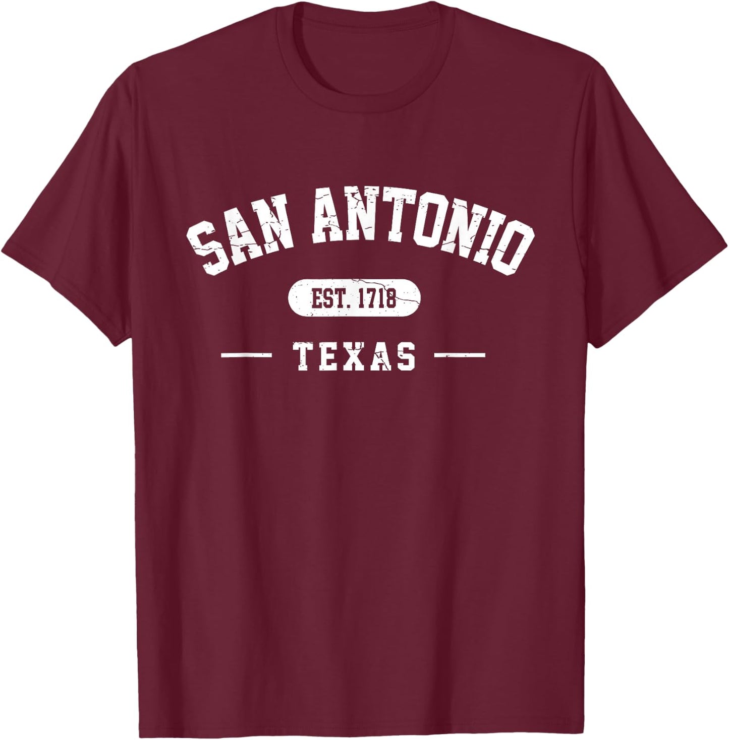 San Antonio Texas Est 1718 Vintage Retro Athletic Style T-Shirt - T-Shirt | Maroon