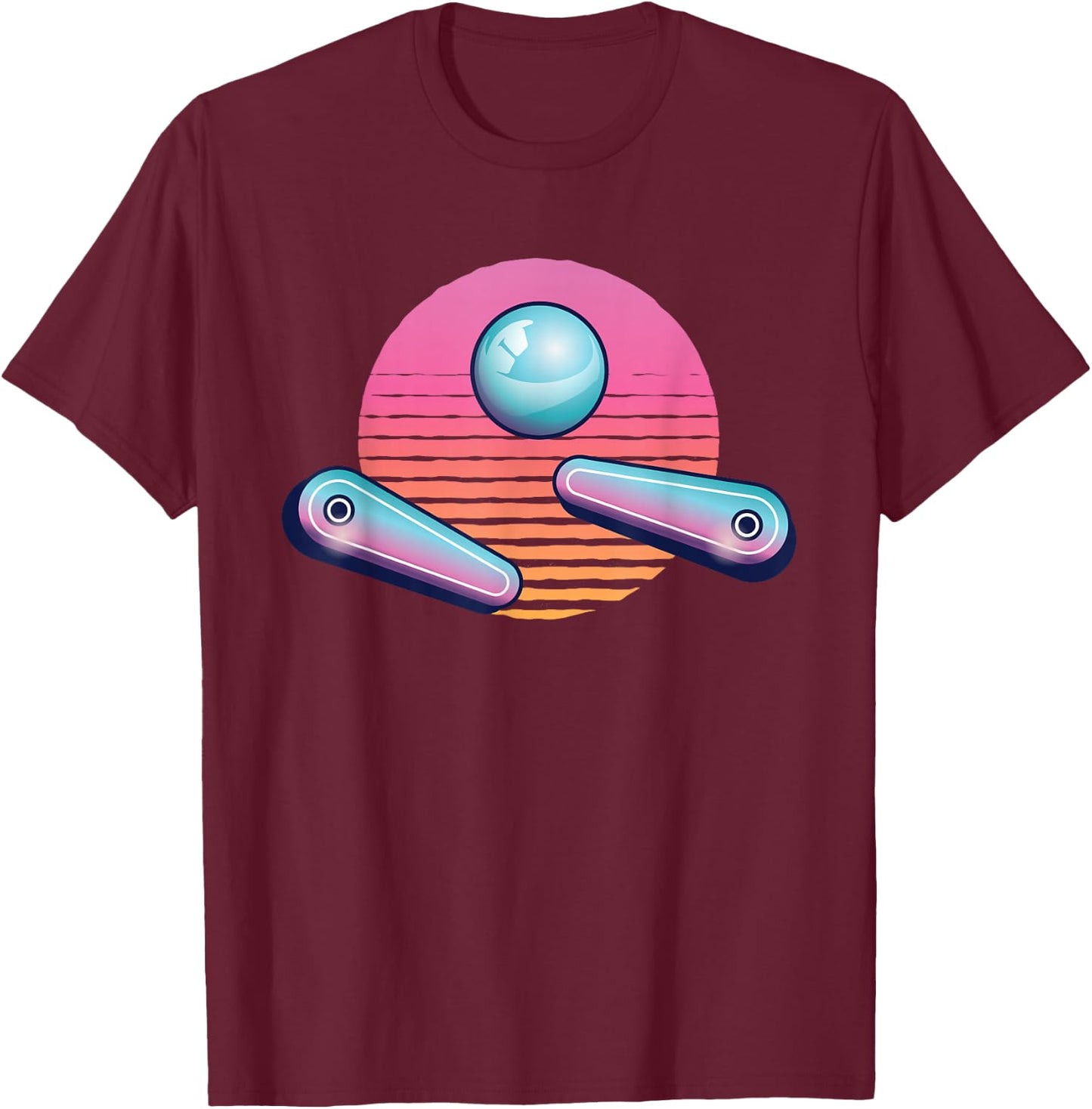 Pinball Arcade Game Machine 80s Retro Gamer Vintage Gaming T-Shirt - T-Shirt | Maroon