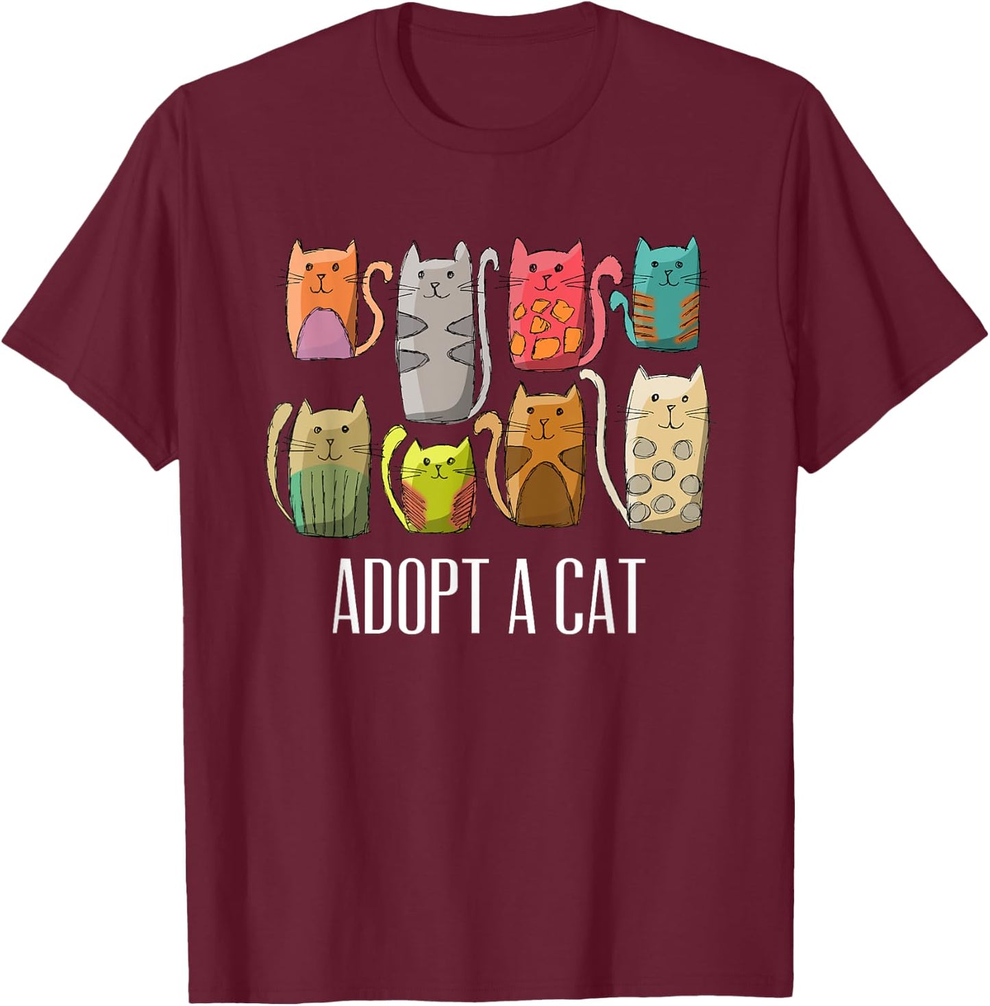 Adopt a Cat Shirt Cat Rescue Cat Adoption T-Shirt - T-Shirt | Maroon