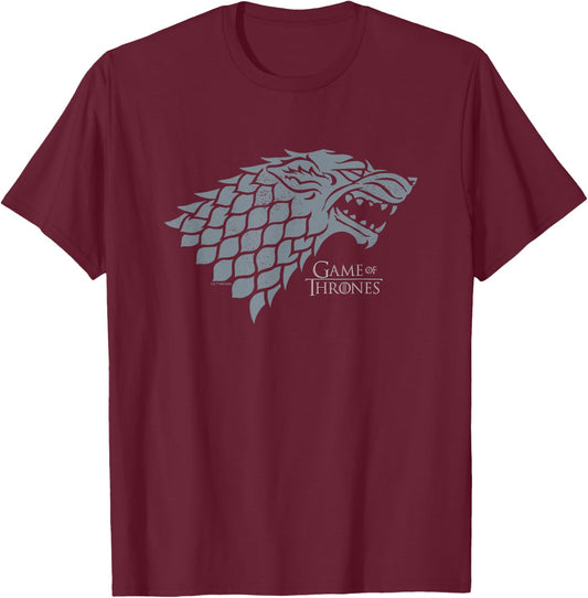 Game Of Thrones - Stark Wolf Head T-Shirt - T-Shirt | Maroon