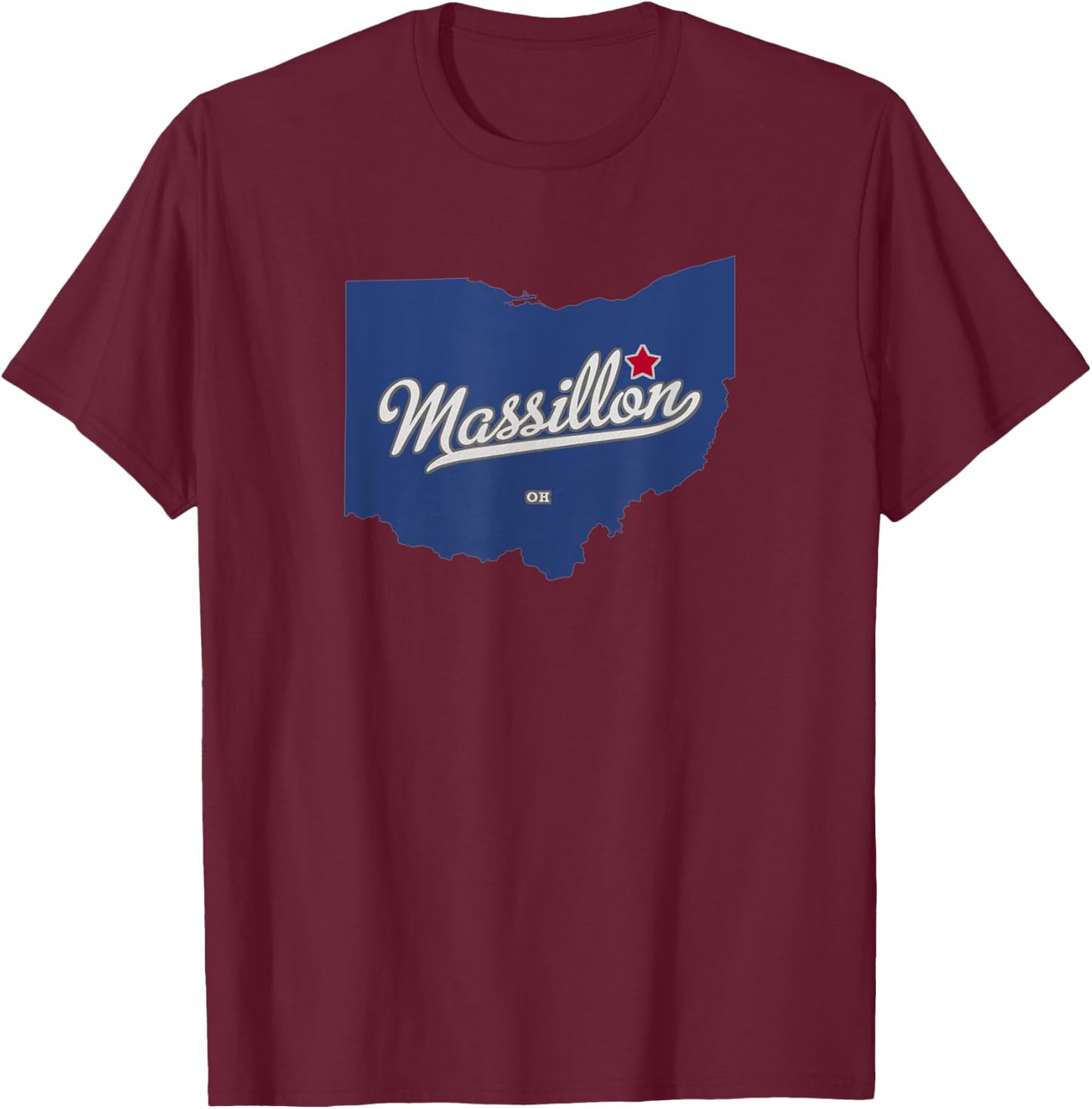 Massillon Ohio OH Map T-Shirt - T-Shirt | Maroon