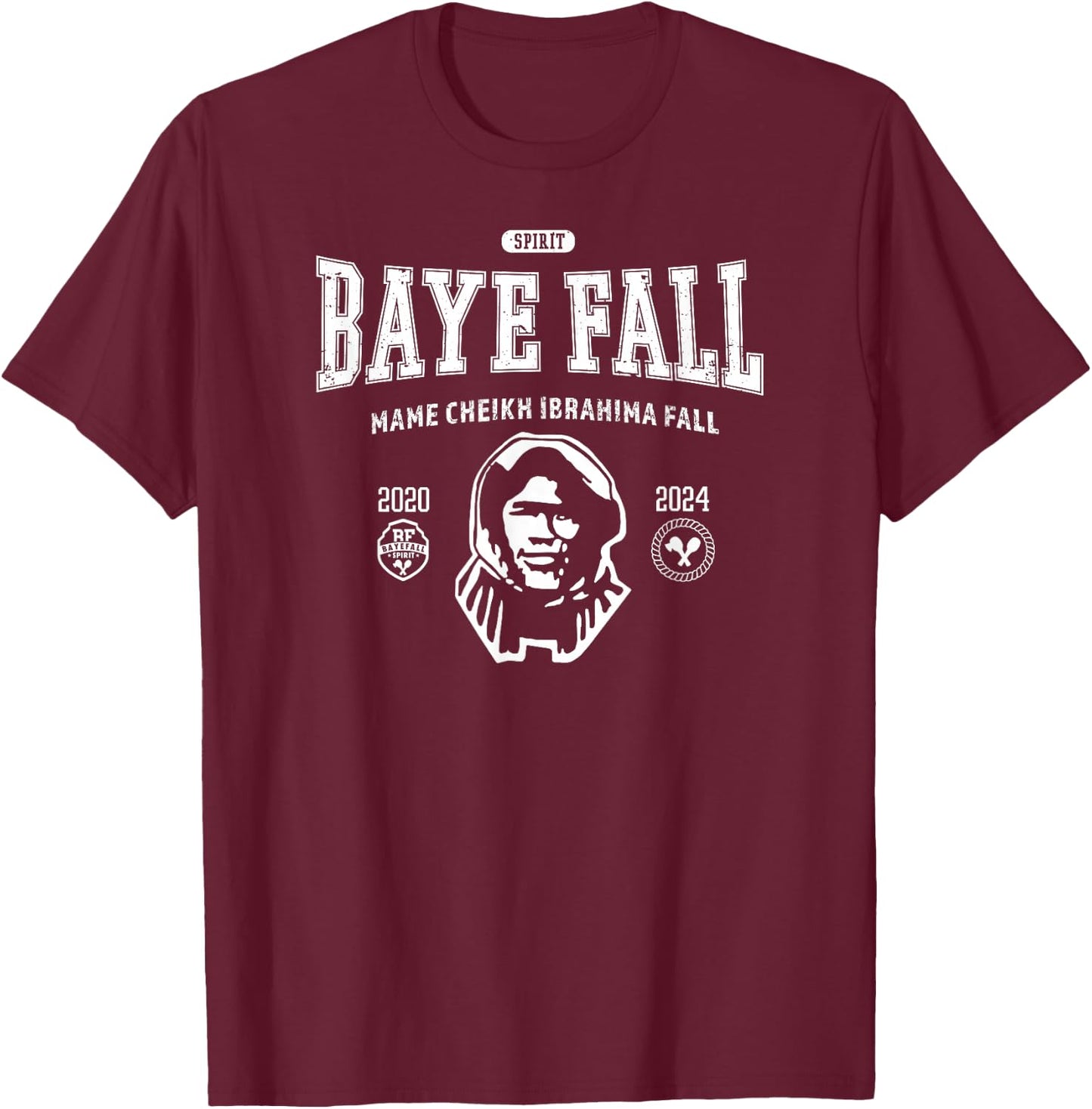 Name Cheikh Ibrahima Fall Baye Fall Mourid Senegal Bayefall , Black, S T-Shirt - T-Shirt | Maroon