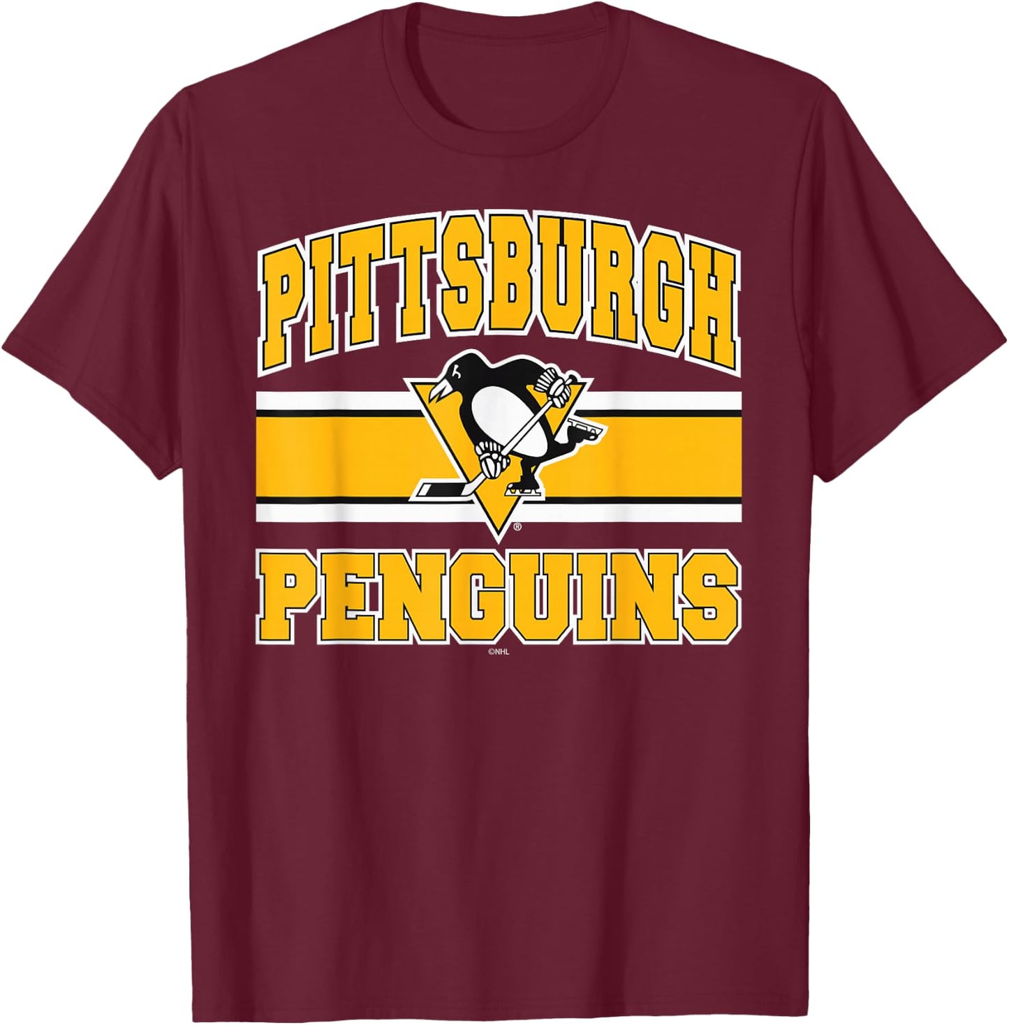 Pittsburgh Penguins Stripe Dark Heather Officially Licensed T-Shirt - T-Shirt | Maroon