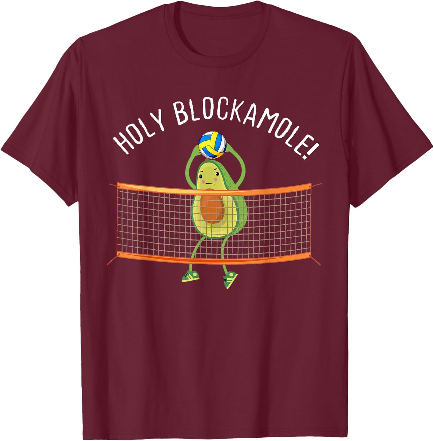Holy Blockamole Volleyball Cute Funny Small T-Shirt - T-Shirt | Maroon