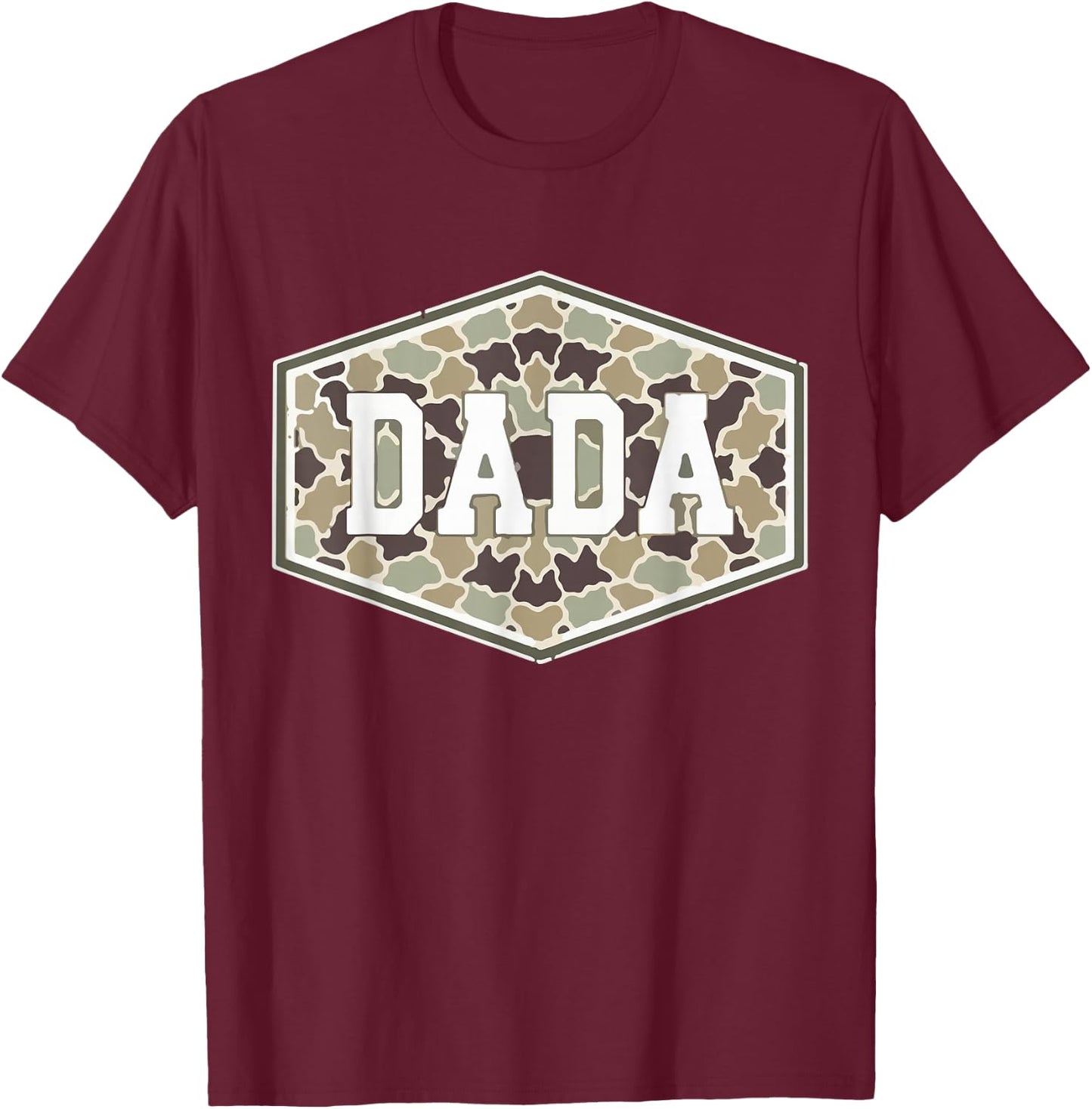 Vintage Camouflage Dada Fatherhood Camo Family Fathers Day T-Shirt - T-Shirt | Maroon
