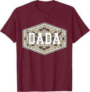 Vintage Camouflage Dada Fatherhood Camo Family Fathers Day T-Shirt - T-Shirt | Maroon