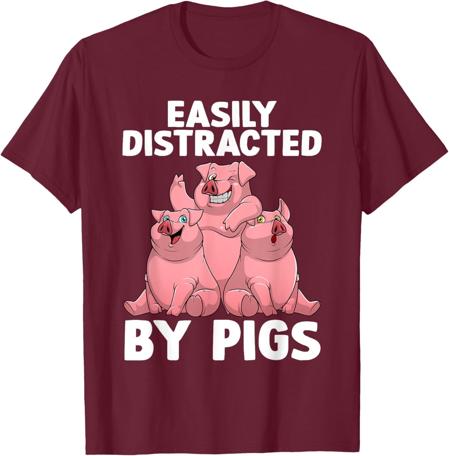 Funny Pig Design Women Kids Farm Animal Pig Lovers T-Shirt - T-Shirt | Maroon