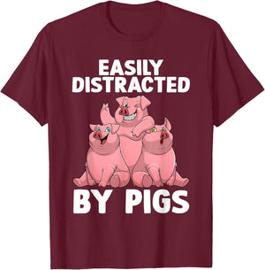 Funny Pig Design Women Kids Farm Animal Pig Lovers T-Shirt - T-Shirt | Maroon