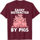 Funny Pig Design Women Kids Farm Animal Pig Lovers T-Shirt - T-Shirt | Maroon