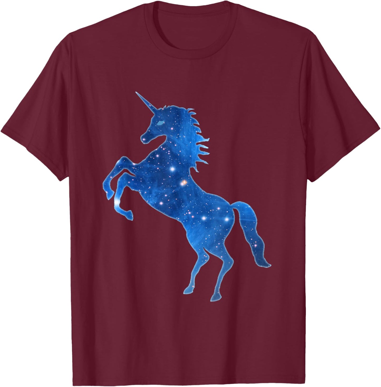 Mythical Beasts Einhorn in Dunkelblauem Plejaden Sternbild , Damen, -Kinder & -Erwachsene, Kurzarm, Klein, Blue, EU S, Klassisch, Polyester T-Shirt - T-Shirt | Maroon