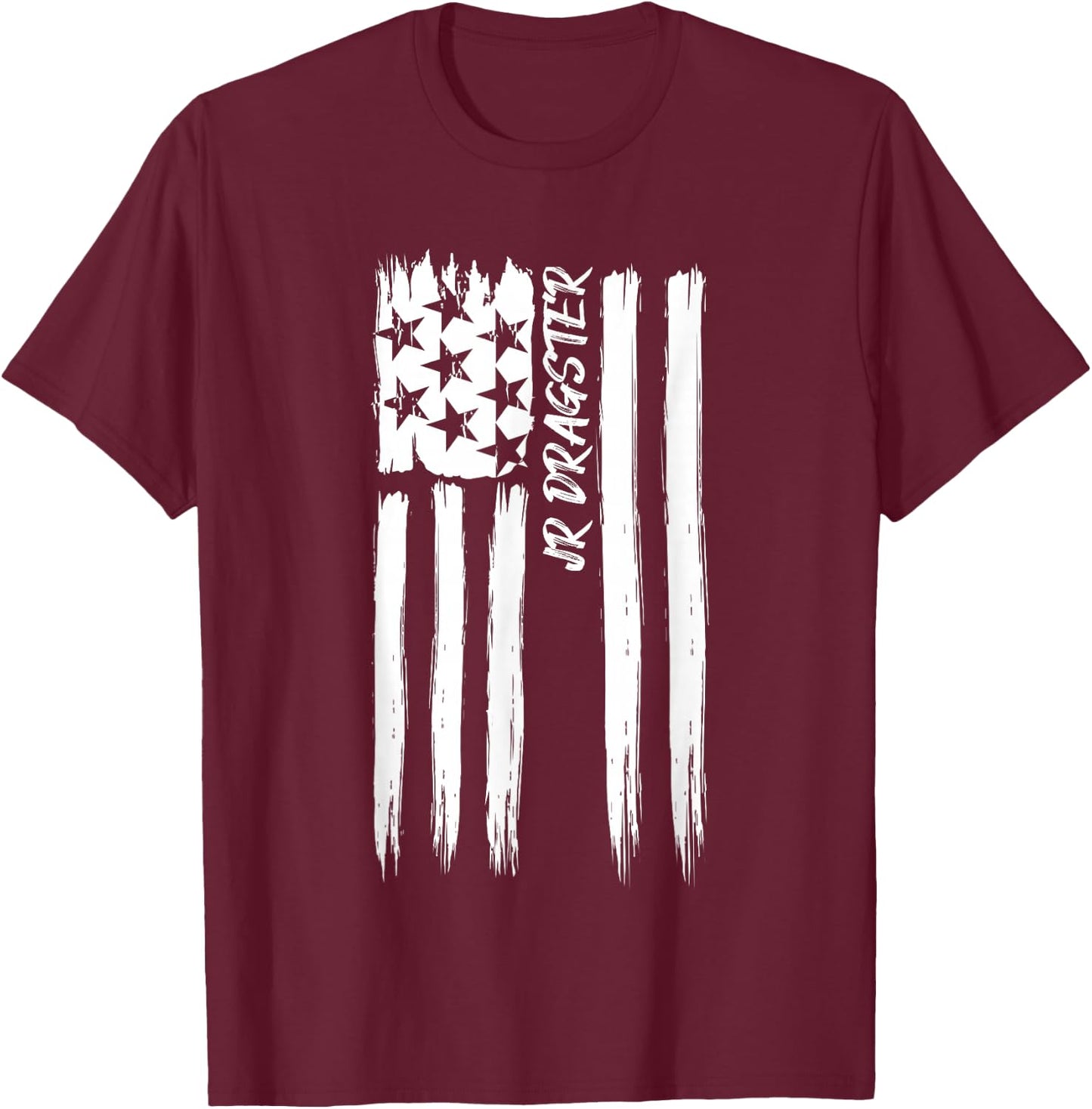 Jr Dragster Flag Racing Patriotic USA American Car Race Fan T-Shirt - T-Shirt | Maroon