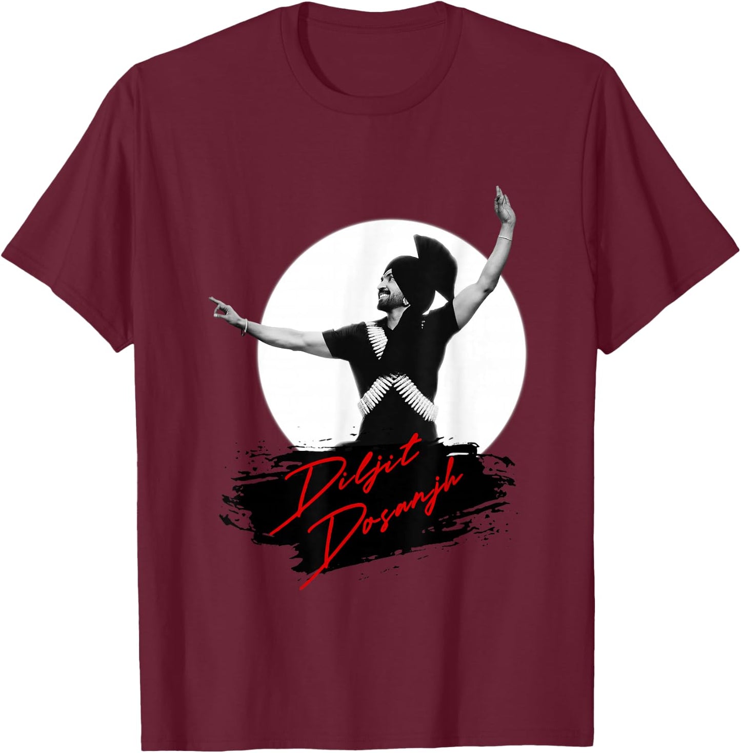 DIljit Morni Iconic Dance - Aura Tour T-Shirt - T-Shirt | Maroon