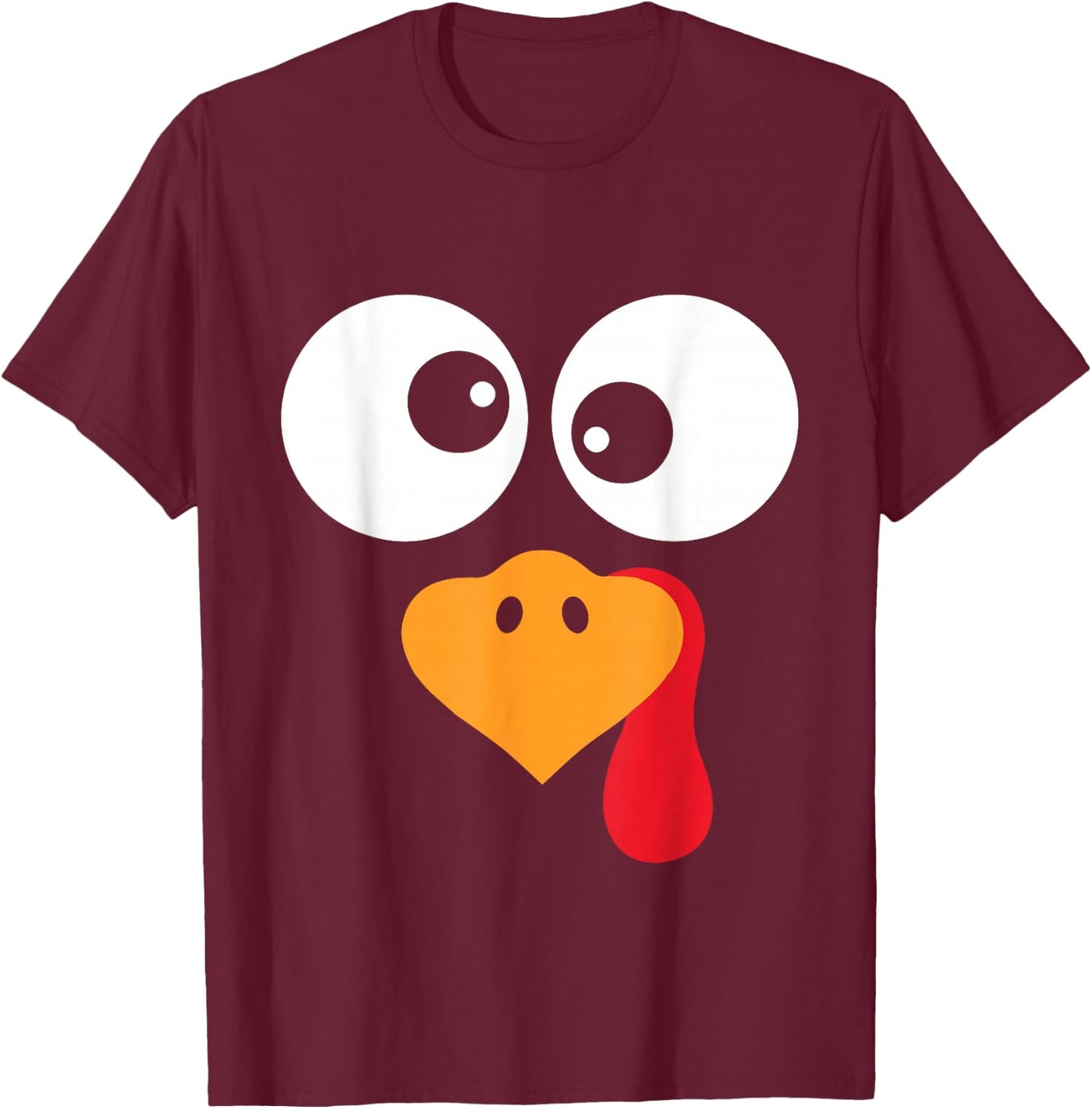 Thanksgiving Funny Turkey Face Costume Outfit Boys Kids T-Shirt - T-Shirt | Maroon