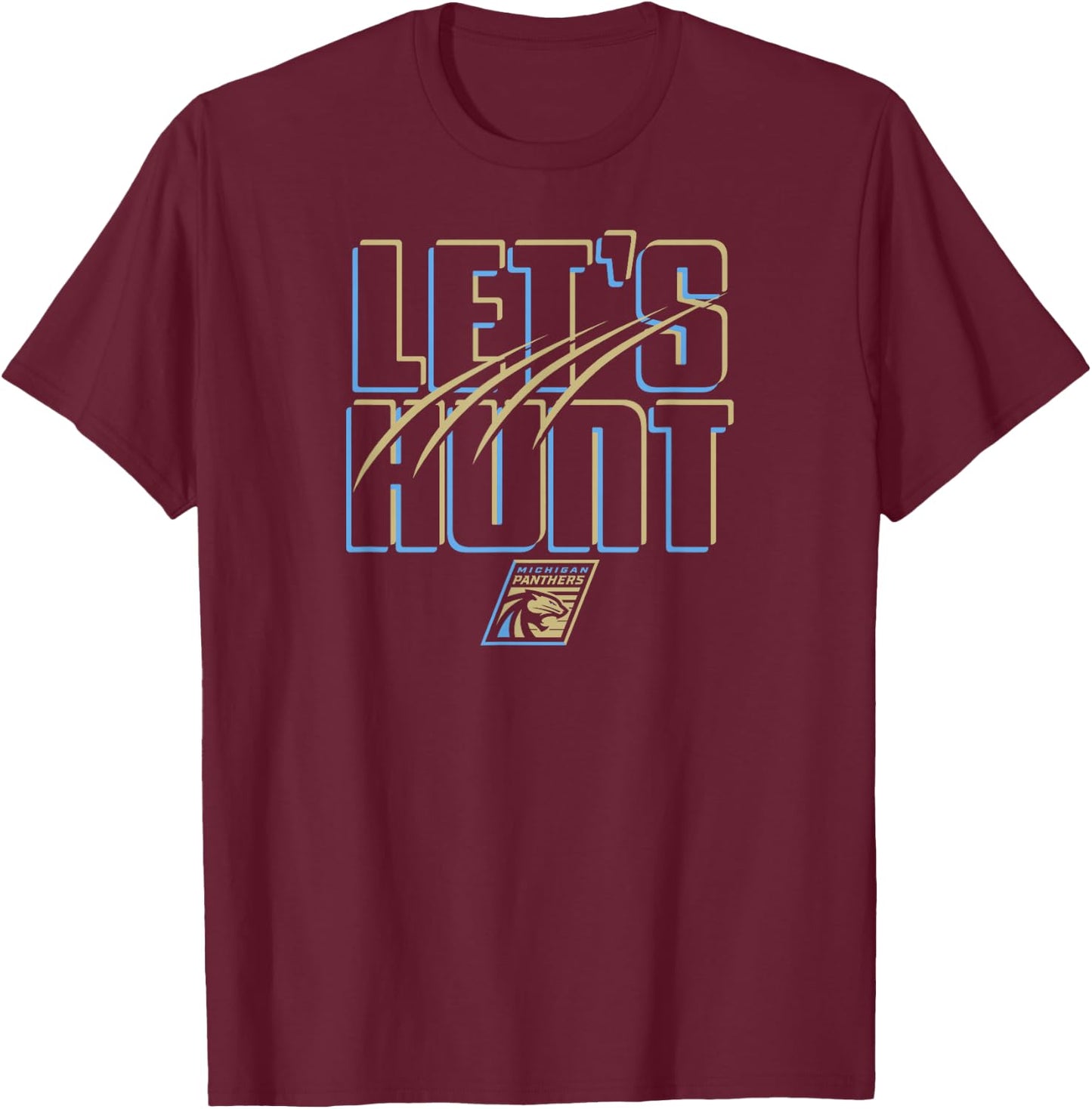 Michigan Panthers UFL - Let's Hunt - Detroit Football T-Shirt - T-Shirt | Maroon