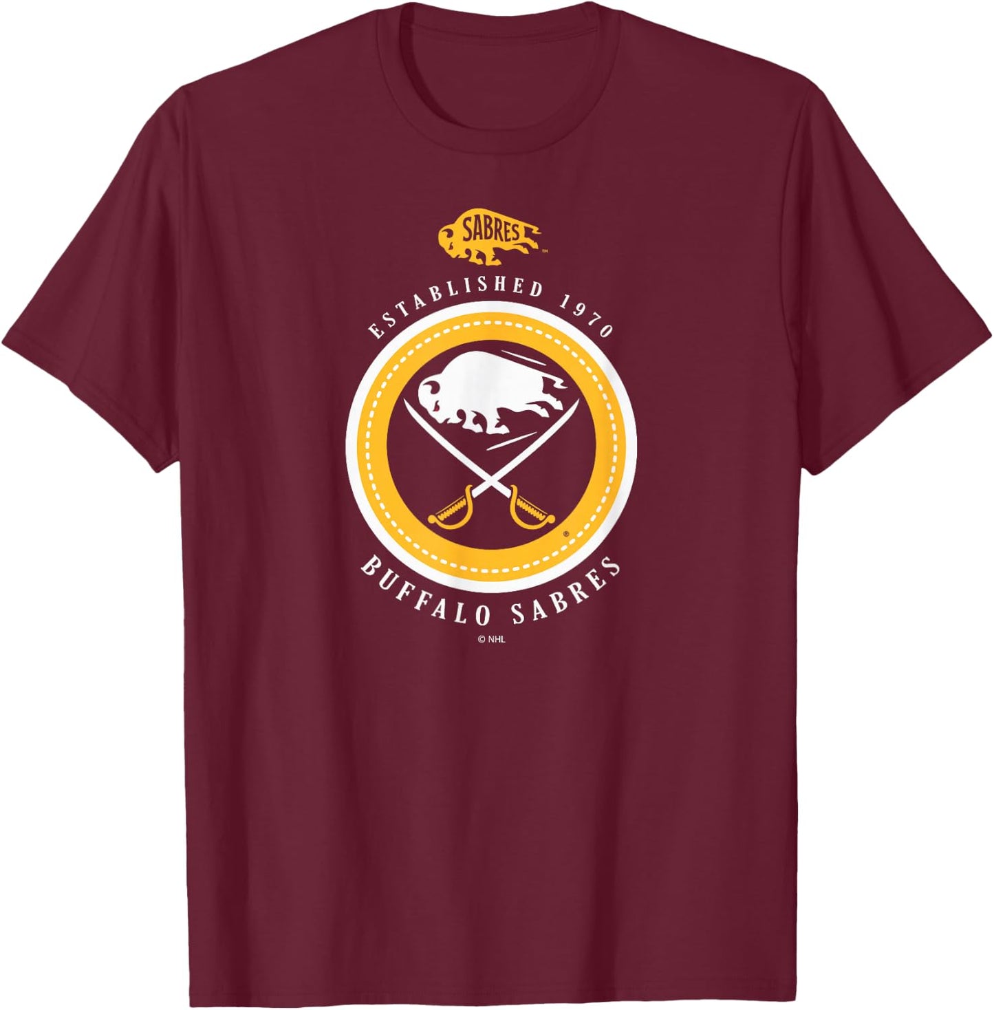 Buffalo Sabres Est 1970 Royal Officially Licensed T-Shirt - T-Shirt | Maroon
