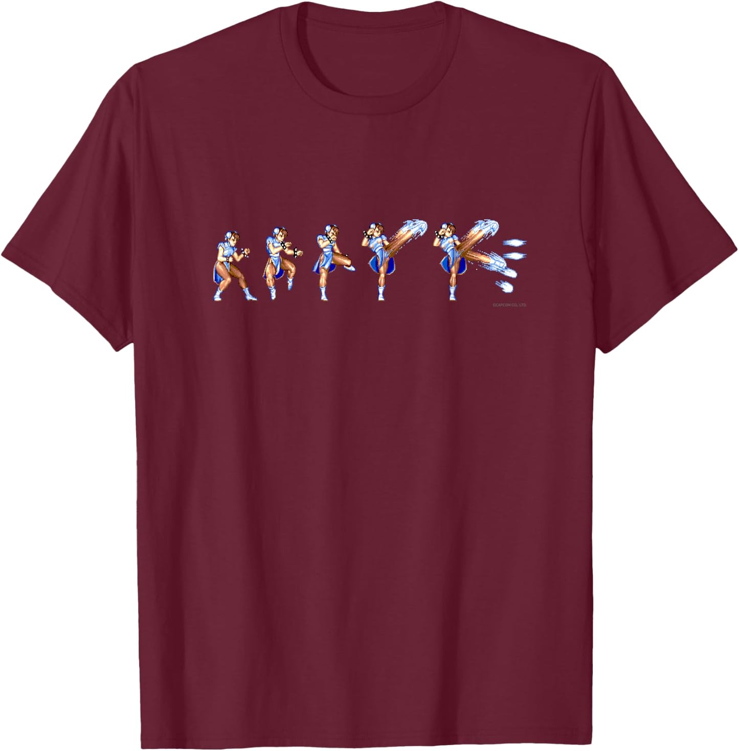 Street Fighter Ii Chun-li (hyakuretsukyaku) T-Shirt - T-Shirt | Maroon
