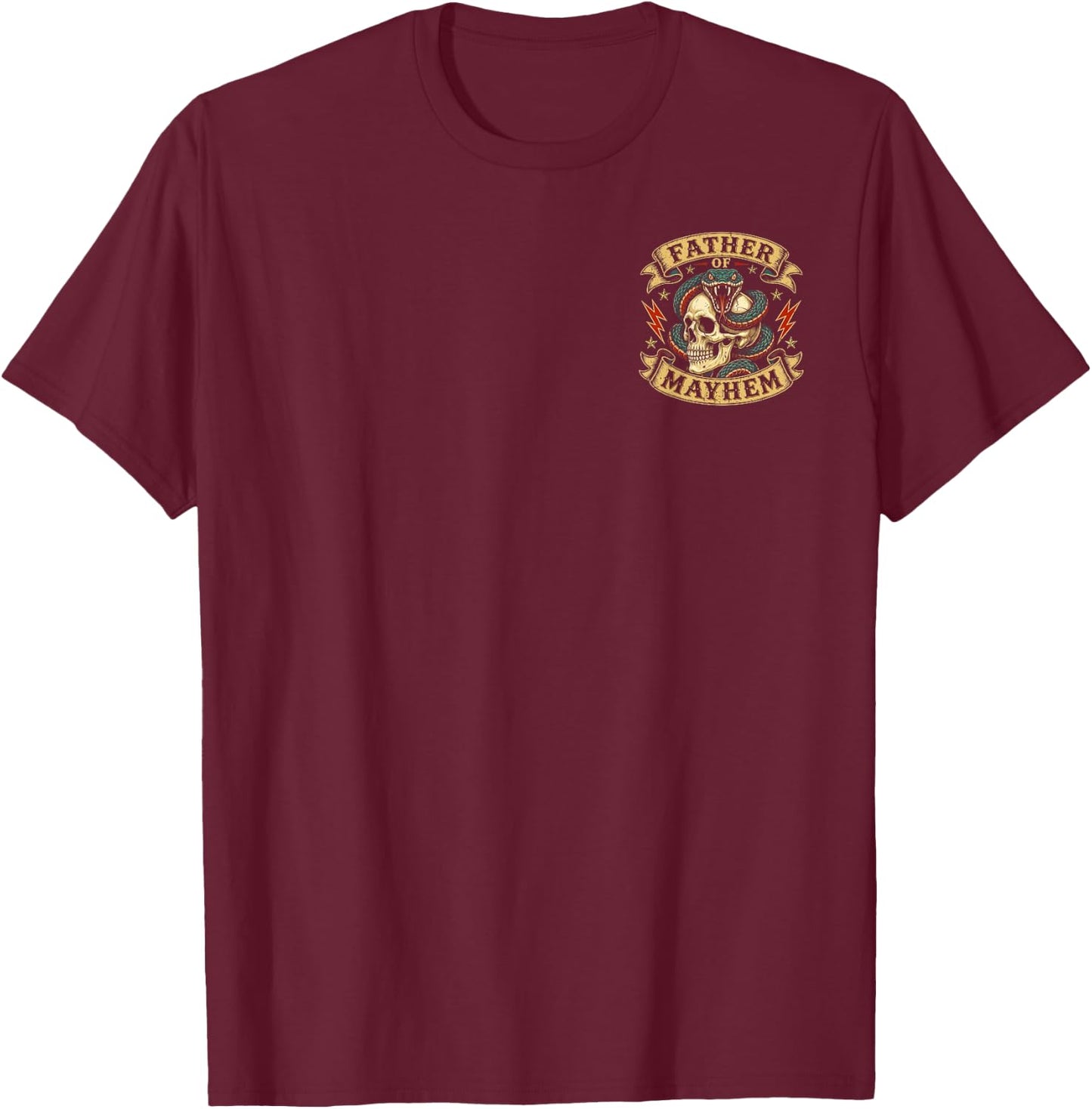 Father of Mayhem Men Dad Funny Father's Day Family 2 Side T-Shirt - T-Shirt | Maroon