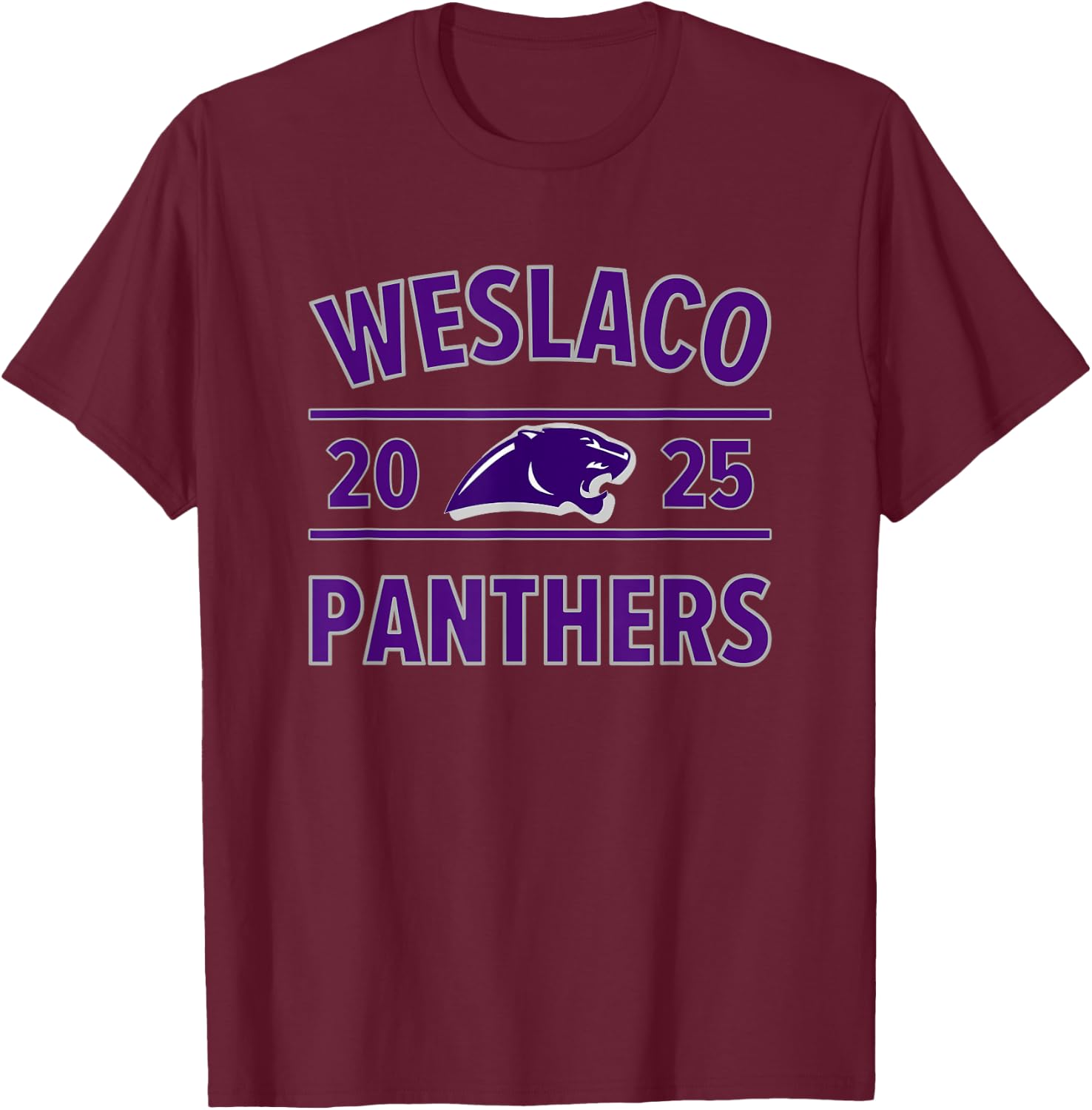 Weslaco Panthers Logo 2025 HS T-Shirt - T-Shirt | Maroon