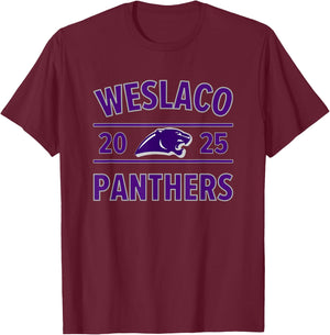 Weslaco Panthers Logo 2025 HS T-Shirt - T-Shirt | Maroon