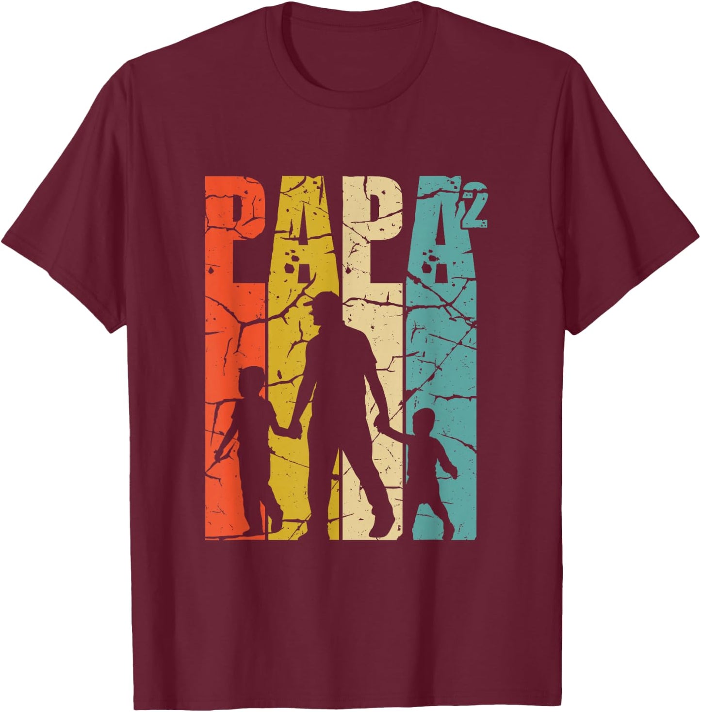 Men's with German Text "Papa 2 Söhne Dad hoch 2 zweifach Vater ZwillingPAPa", black, s T-Shirt - T-Shirt | Maroon