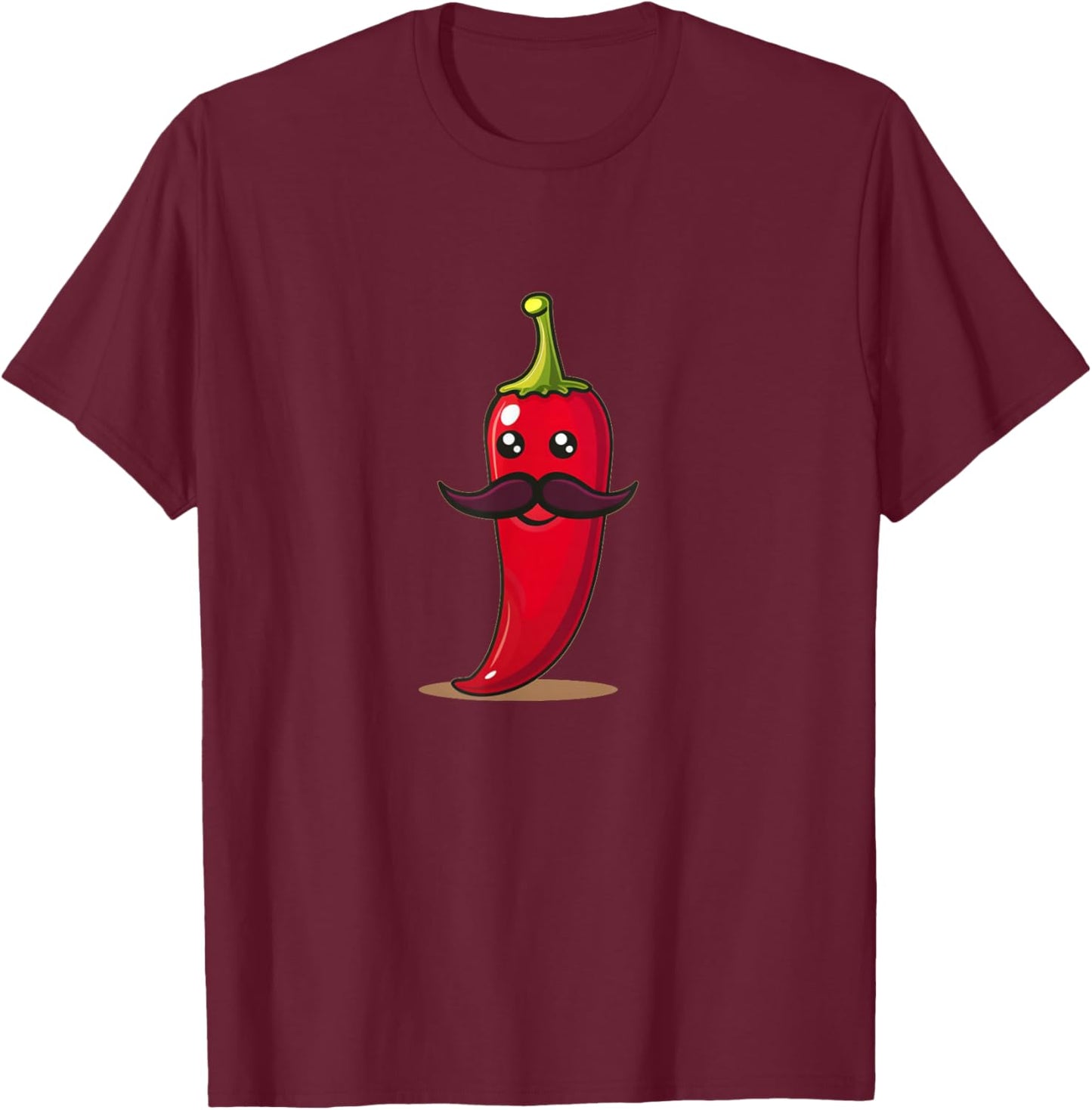 Cool aussehendes Chili mit Schnurrbart für Bartpfeffer-Liebhaber T-Shirt - T-Shirt | Maroon