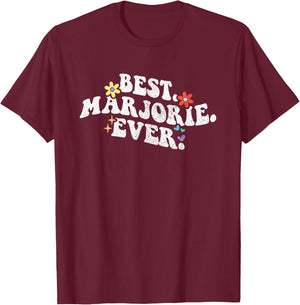 Retro Groovy Best Marjorie Ever Name Mother's Day Daughter T-Shirt - T-Shirt | Maroon