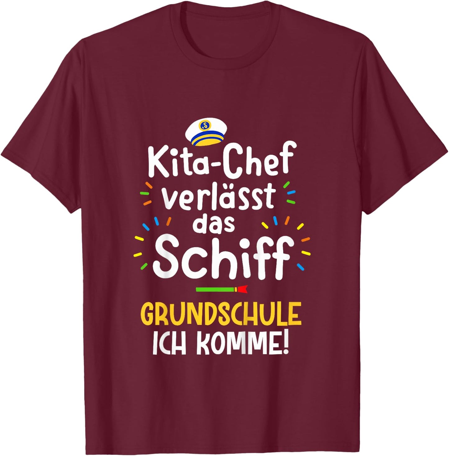 Kita Abgänger Verlässt Schiff Abschied Kindergarten T-Shirt - T-Shirt | Maroon