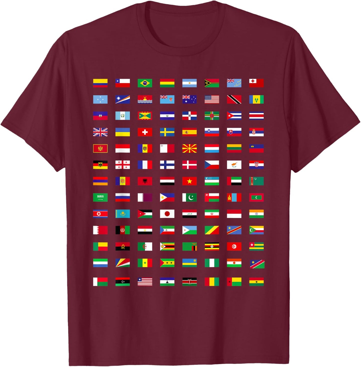 Flags of The World Geography Gifts T-Shirt - T-Shirt | Maroon