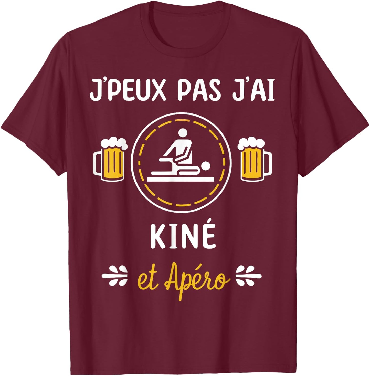 Je peux pas j'ai Kiné , Black, S T-Shirt - T-Shirt | Maroon
