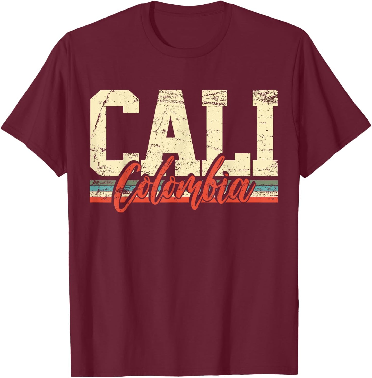 Cali Colombia Travel Souvenir Retro Vintage Gift T-Shirt - T-Shirt | Maroon