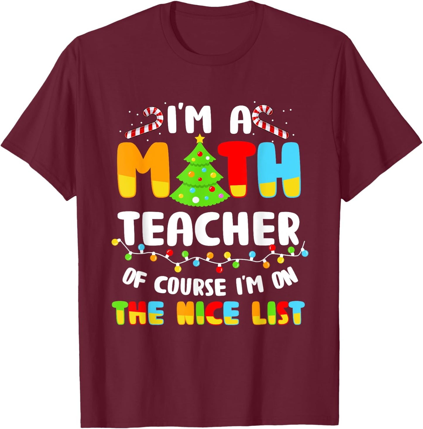 Christmas I'm A Math Teacher Of Course I'm On Nice List Women T-Shirt - T-Shirt | Maroon