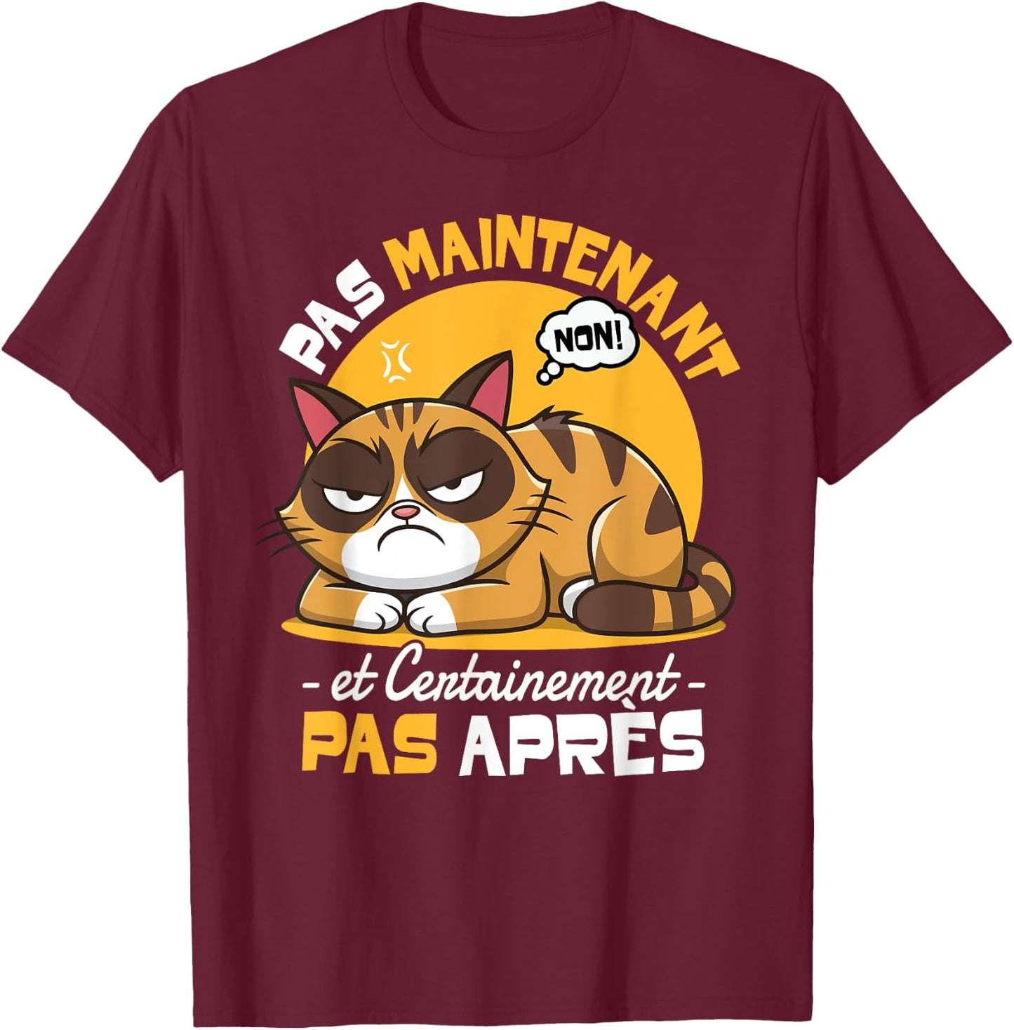 Cat Child Boy Girl No No Now Flemme , Black, S T-Shirt - T-Shirt | Maroon