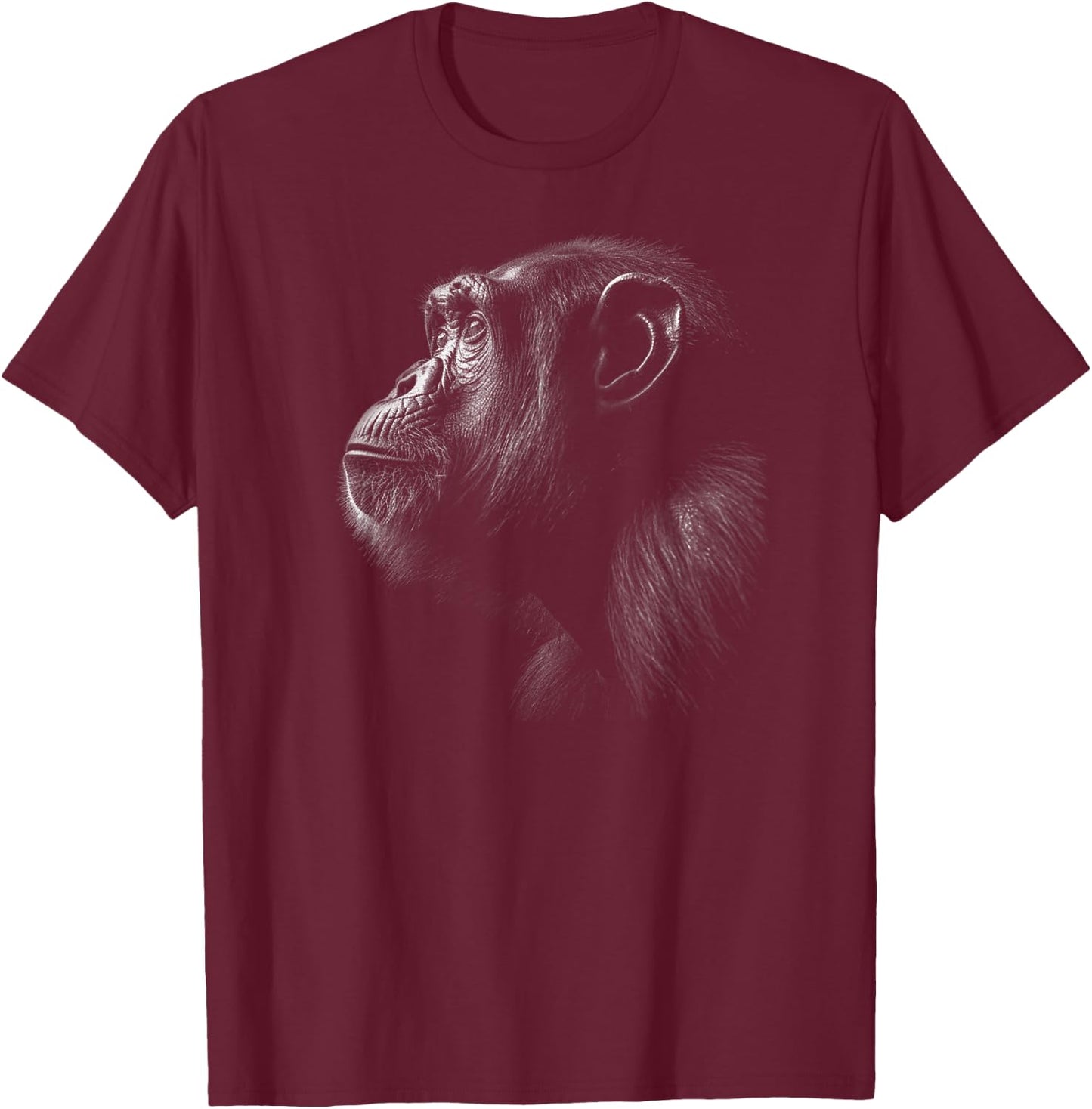 Cute Chimpanzee Monkey Primate Portrait Chimp T-Shirt - T-Shirt | Maroon