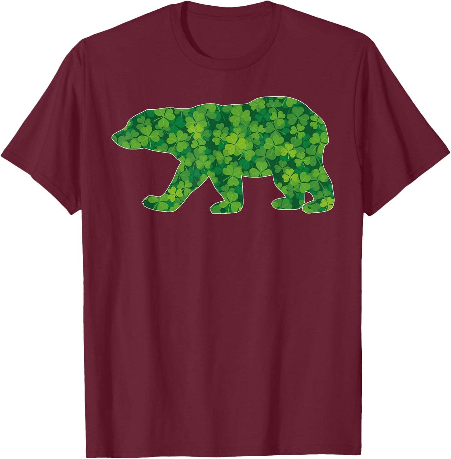Irish Polar Bear St Patricks Day Shamrock Boys Women Kid Men T-Shirt - T-Shirt | Maroon