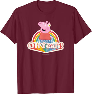 Peppa Pig Oh Yeah! Rainbow Daisy Queen T-Shirt - T-Shirt | Maroon