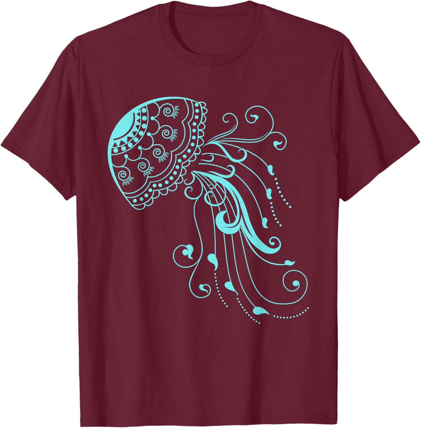 Colorful Abstract Jelly Fish T-Shirt - T-Shirt | Maroon