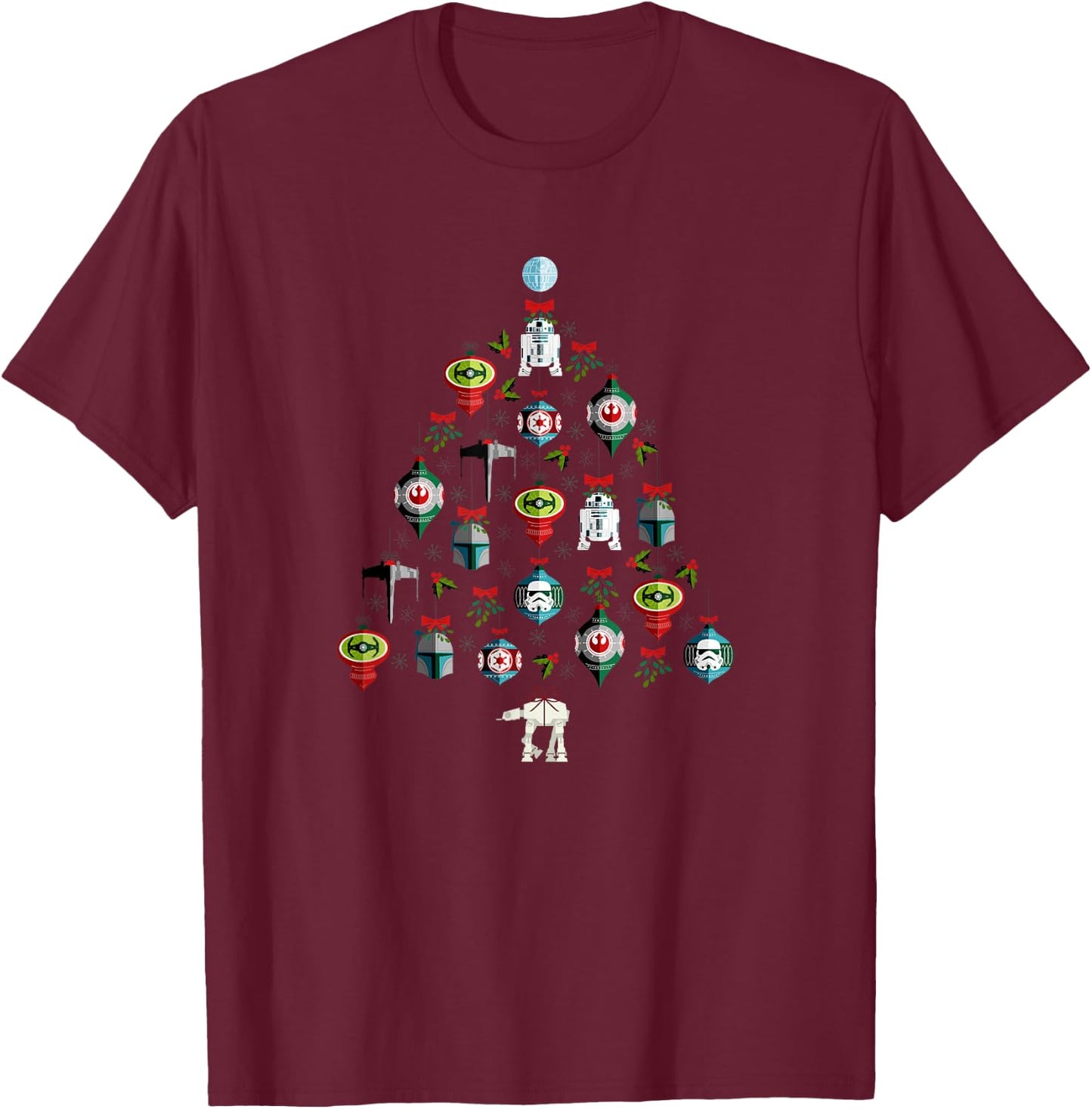 Star Wars Christmas Tree Ornaments Holiday T-Shirt - T-Shirt | Maroon