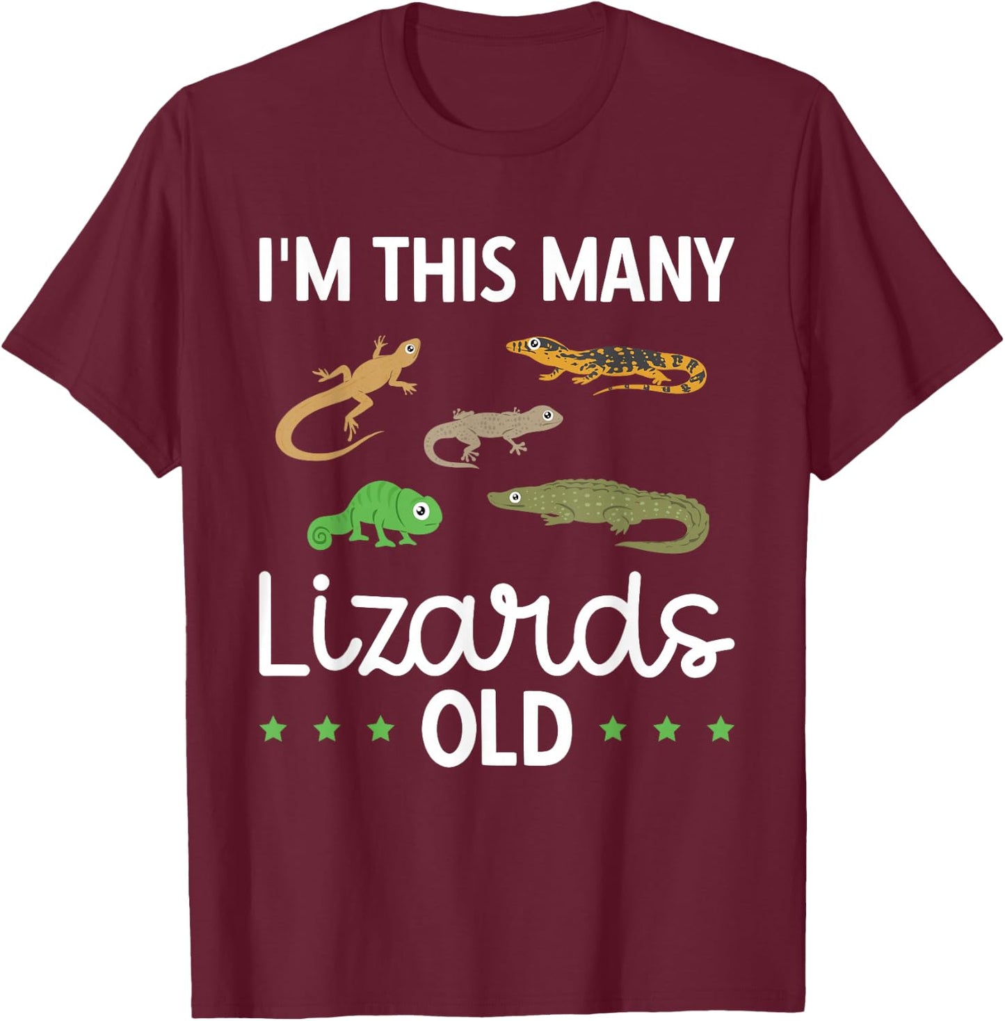 Kids This Many Lizards Old Reptile Themed 5th Birthday T-Shirt - T-Shirt | Maroon
