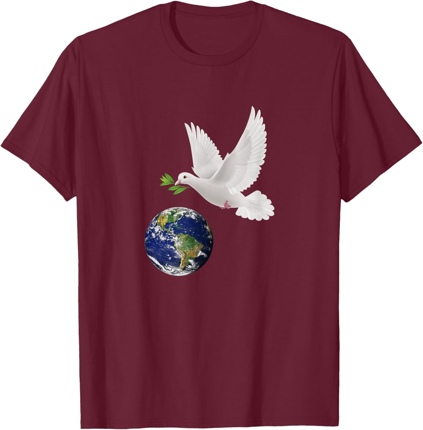 Peace Dove World Peace Earth Peace White Peace Dove , black T-Shirt - T-Shirt | Maroon