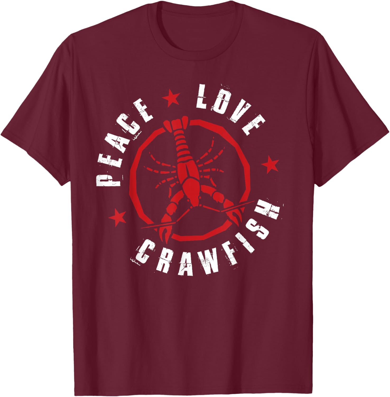 Funny Crawfish Boil Peace Love Crayfish Cajun Men T-Shirt - T-Shirt | Maroon