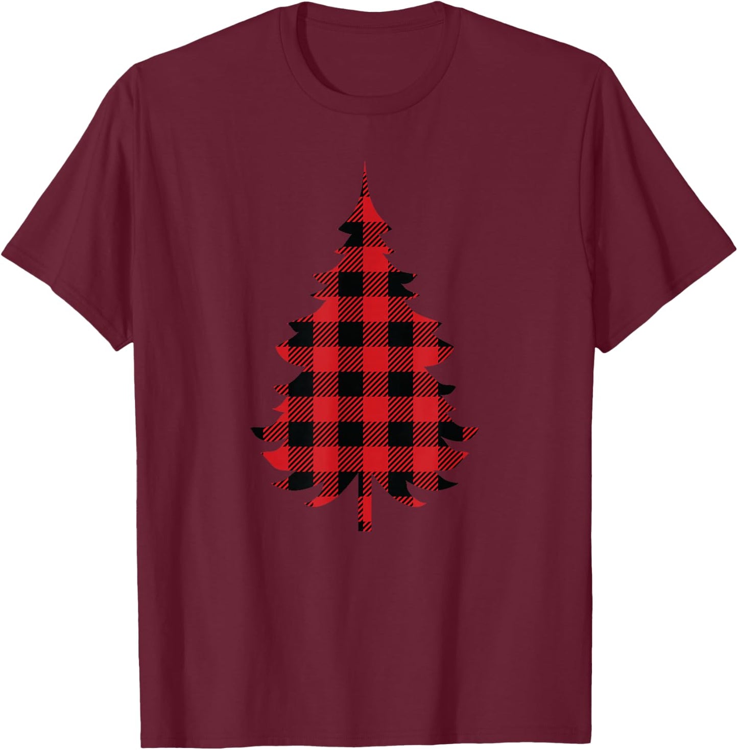 Red Buffalo Plaid Christmas Tree Matching Christmas T-Shirt - T-Shirt | Maroon