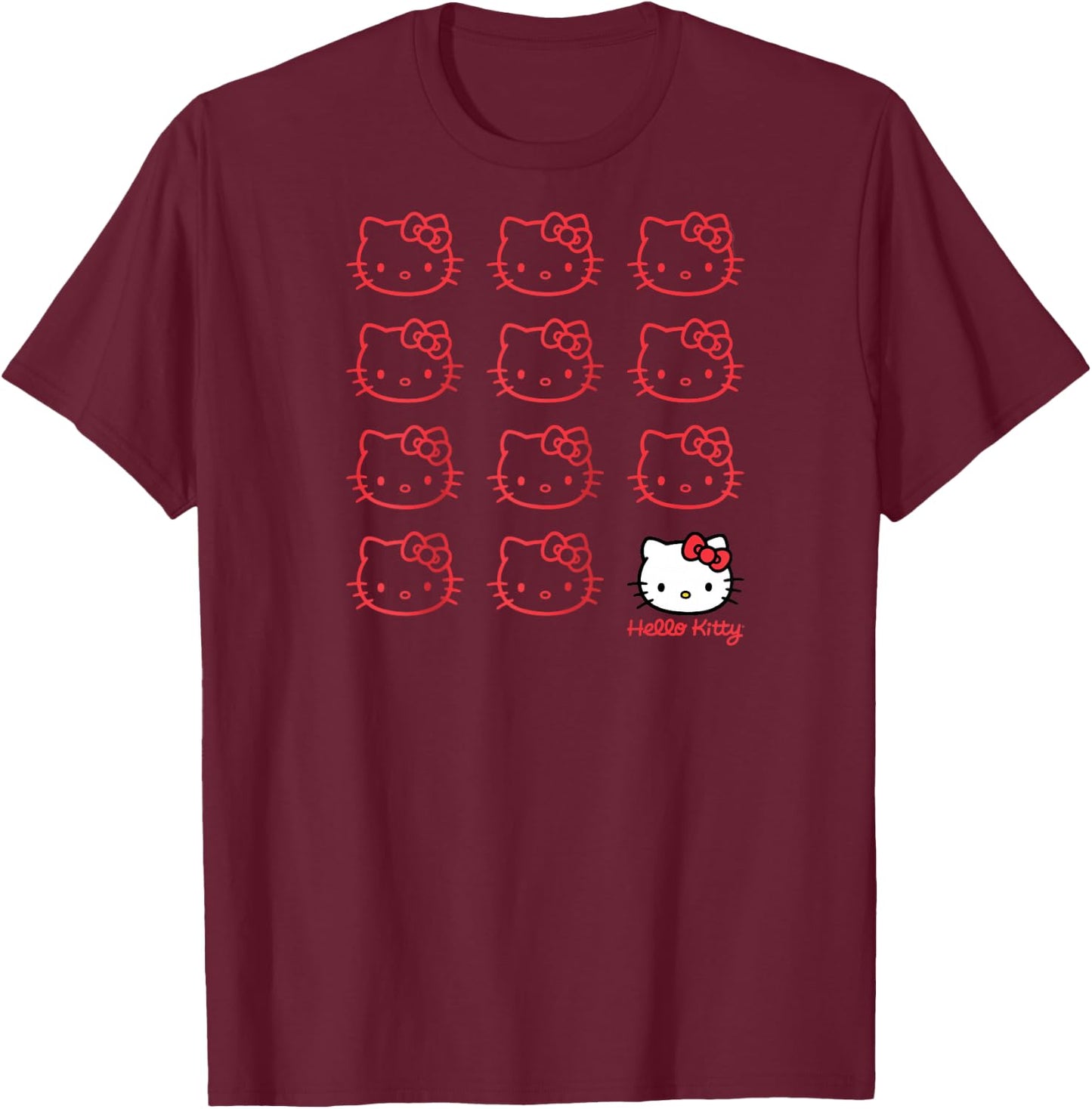 Hello Kitty Real Raglan Baseball T-Shirt - T-Shirt | Maroon